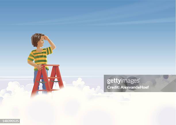 kind auf treppe über den wolken - apex legends stock-grafiken, -clipart, -cartoons und -symbole