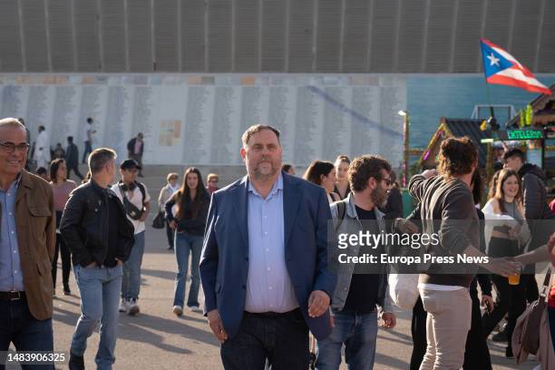 The president of ERC, Oriol Junqueras, during the inauguration of the ERC booth at the April Fair, on 21 April, 2023 in Barcelona, Catalonia, Spain....