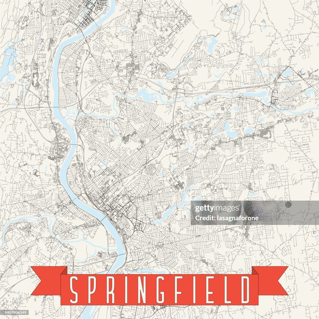 Springfield, Massachusetts, USA Vector Map