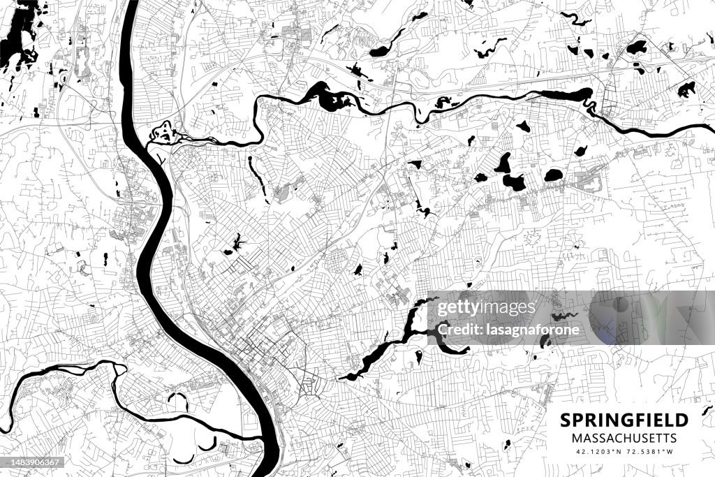 Springfield, Massachusetts, USA Vector Map