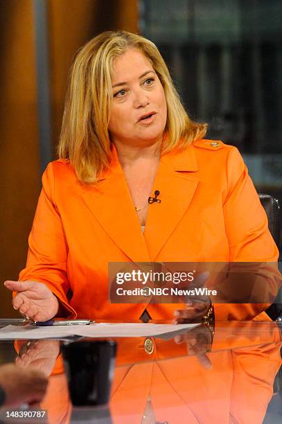 Pictured: – Hilary Rosen, Democratic Strategist, appears on "Meet the Press" in Washington D.C., Sunday, July 15, 2012.