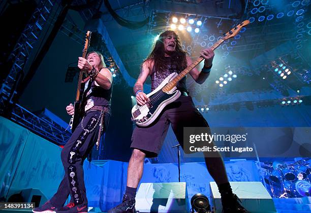 Dave Murray and Steve Harris of Iron Maiden performs at Rogers Bayfest in Sarnia, ONT Canada on July 14, 2012 in Sarnia, Canada.