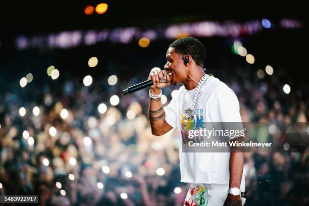 Boogie wit da Hoodie performs at the Sahara tent during the 2023 Coachella Valley Music and Arts Festival on April 16, 2023 in Indio, California.