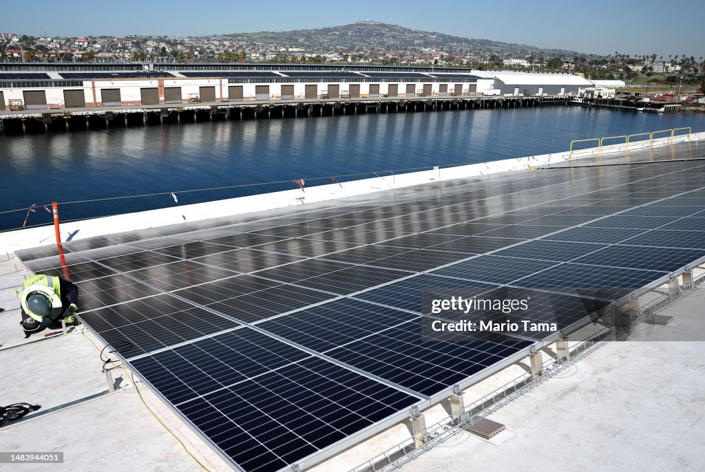 Large Scale Solar Power Unit Installed At Los Angeles Port Location Of Ocean Studies Company AltaSea