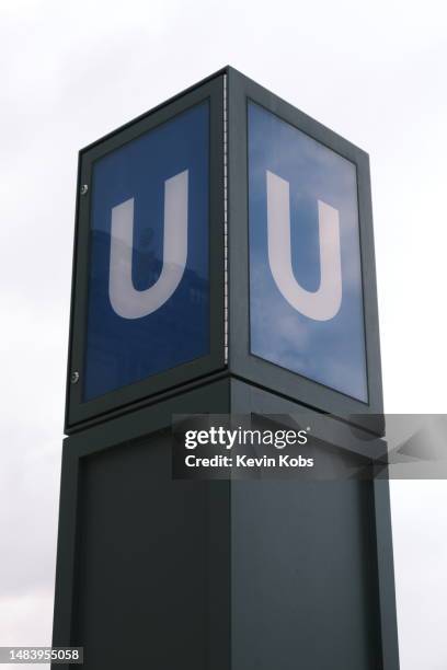 view of subway sign (u-bahn) in berlin, germany. - u bahn stock pictures, royalty-free photos & images