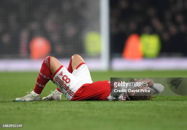 Martin Odegaard of Arsenal after the Premier League match between Arsenal FC and Southampton FC at Emirates Stadium on April 21, 2023 in London,...
