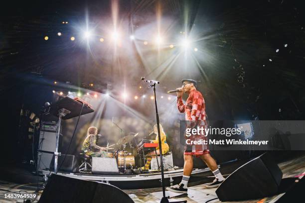 Domi & JD Beck and Anderson .Paak perform at the Mojave tent during the 2023 Coachella Valley Music and Arts Festival on April 21, 2023 in Indio,...