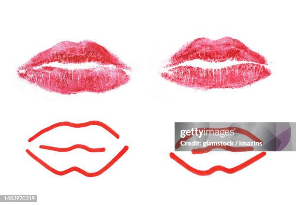 lips, lipstick, lipstick mark, lip marks, red, take, sketch, drawing, lip shape, no people - red lipstick mark stock illustrations