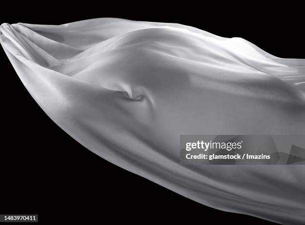 cloth source, silk, fly, flutter, white, still life, no people, path - swaying stock pictures, royalty-free photos & images