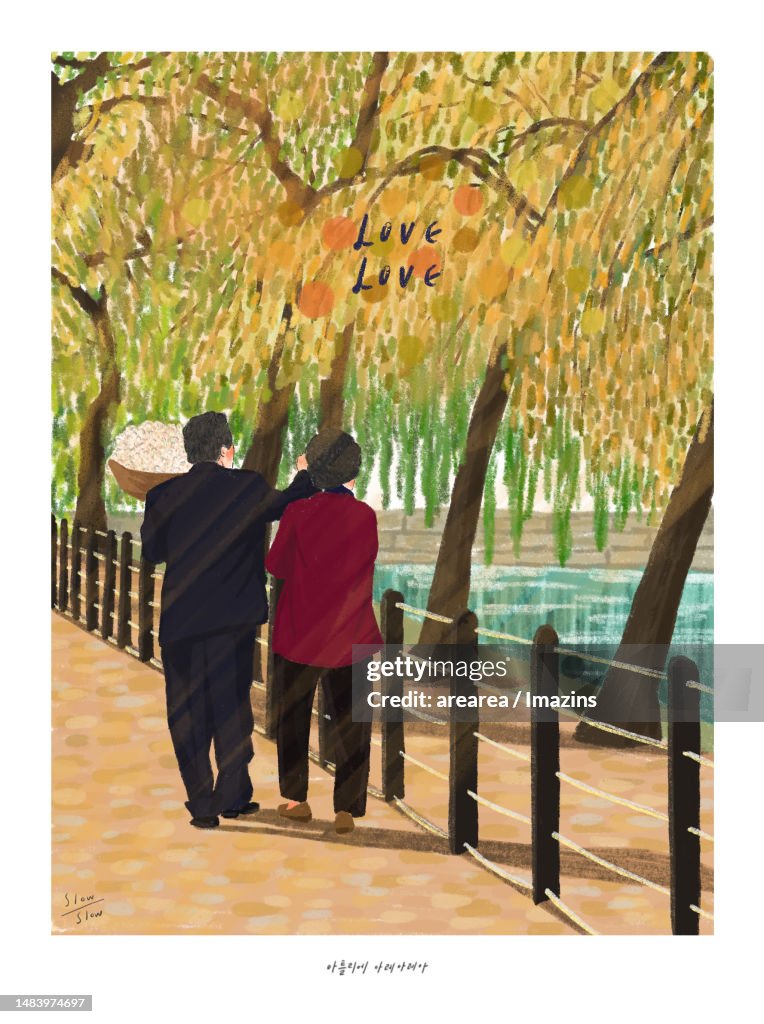 Old, couple, daily, date, scenery, relaxed, couple, love