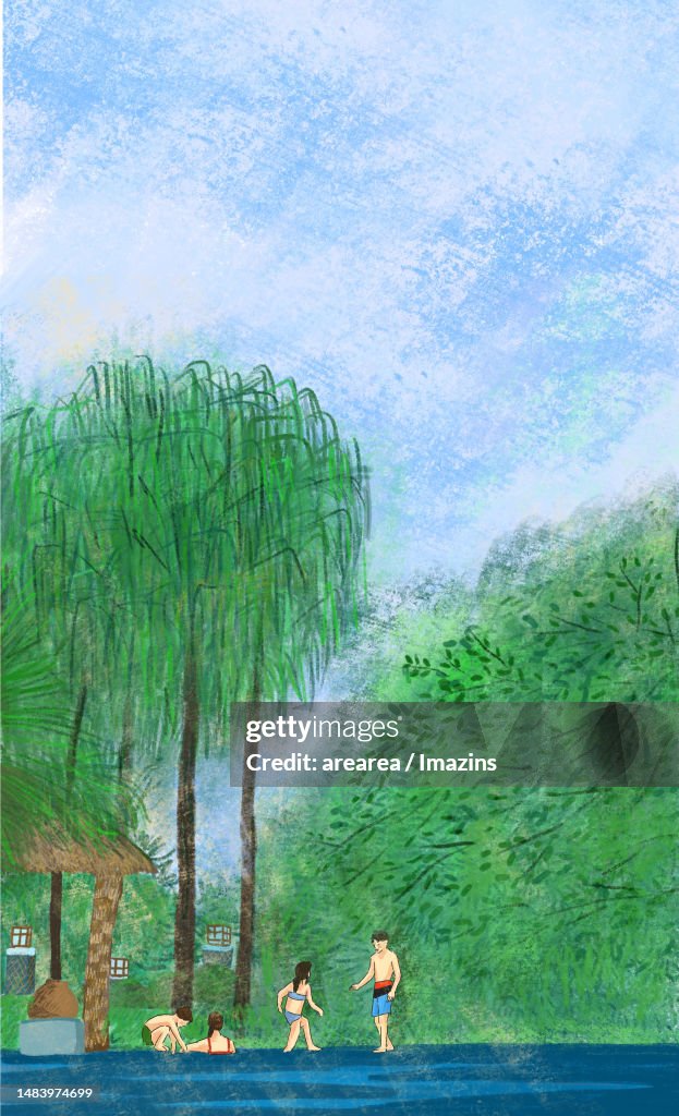 Summer, scenery, swimming, pool, travel, daily, life