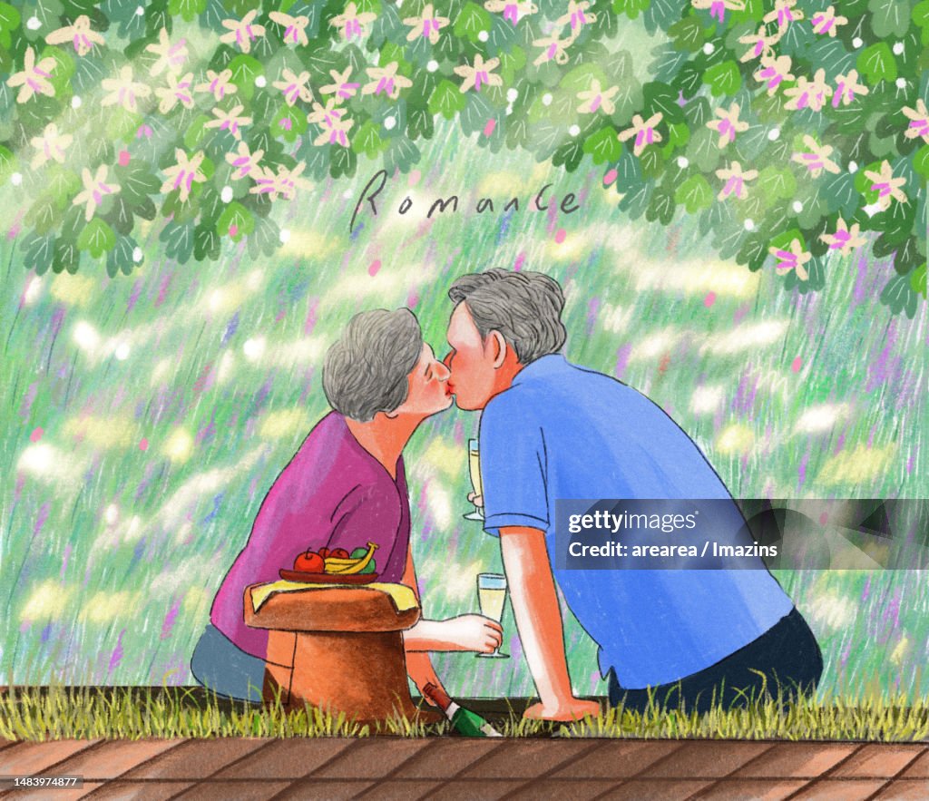 Love, lovers, old, couple, romance, scenery, kissing, couple
