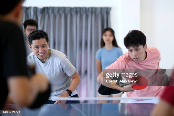 table tennis - doubles sports stock pictures, royalty-free photos & images