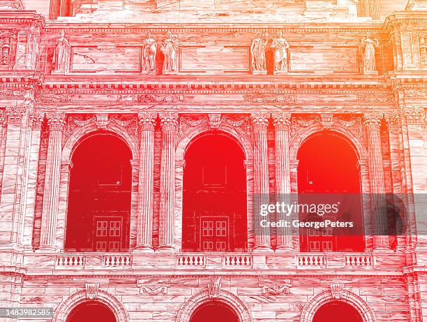 classical architecture, building exterior - marble statue stock illustrations
