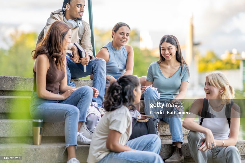Break Between Class University Students Taking A Break High-Res Stock Photo - Getty Images