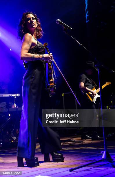 Amanda Shires performs during Tuck Fest at the U.S. National Whitewater Center on April 21, 2023 in Charlotte, North Carolina.