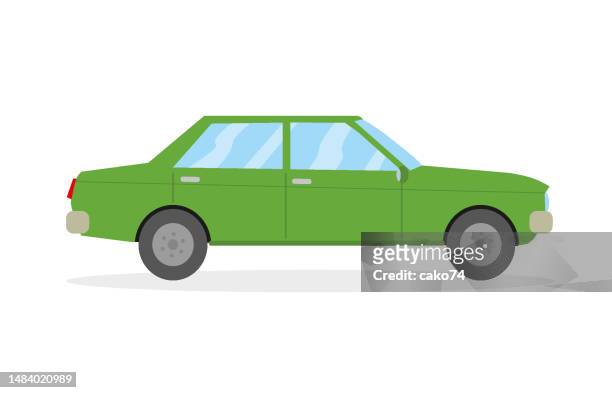 green vintage car - small car stock illustrations