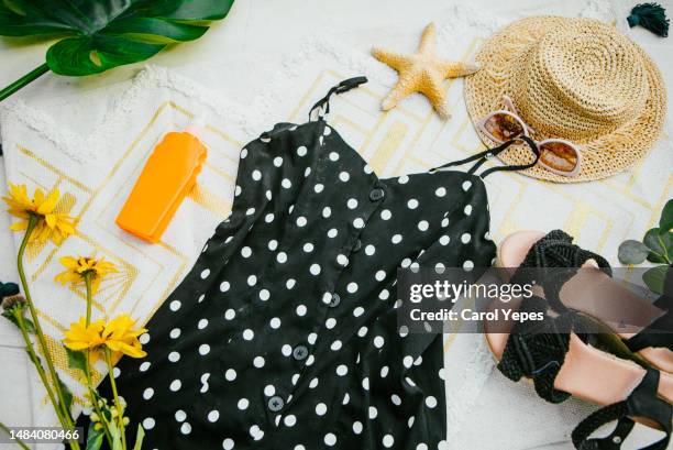 top down feminine summer items .blogging - shopping flat lay stock pictures, royalty-free photos & images