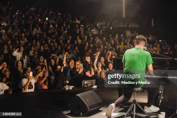 Spanish singer Pablo López performs during a concert at Babiliona Show Center on April 21, 2023 in Mexico City, Mexico.