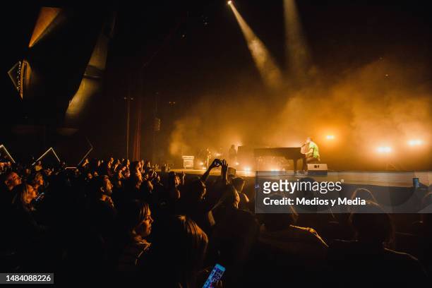 Spanish singer Pablo López performs during a concert at Babiliona Show Center on April 21, 2023 in Mexico City, Mexico.