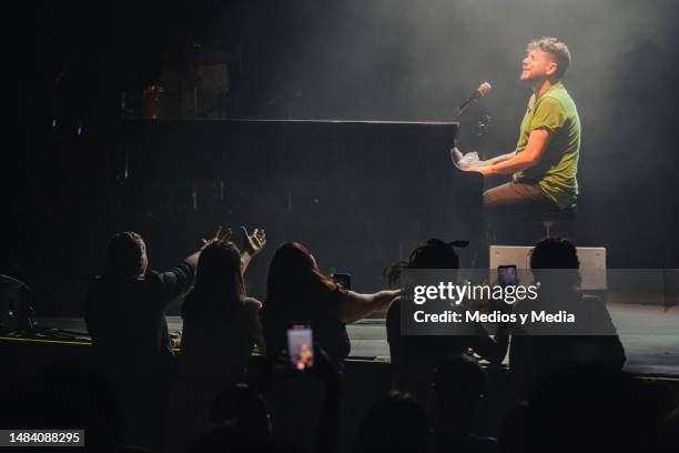 Spanish singer Pablo López performs during a concert at Babiliona Show Center on April 21, 2023 in Mexico City, Mexico.