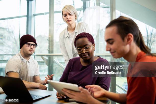 diverse business team on the meeting - androgyn stock pictures, royalty-free photos & images