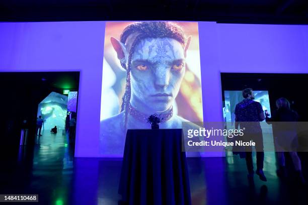 General view of atmosphere at the press preview for the opening of "The Art Of Avatar: The Way Of Water" Immersive Experience celebrating the film...