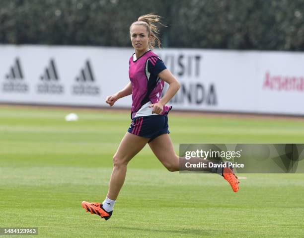 Lia Walti of Arsenal during the Arsenal Women's training session at London Colney on April 22, 2023 in St Albans, England.