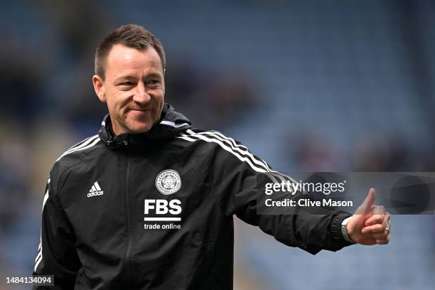 John Terry, Assistant Coach of Leicester City looks on prior to the Premier League match between Leicester City and Wolverhampton Wanderers at The...