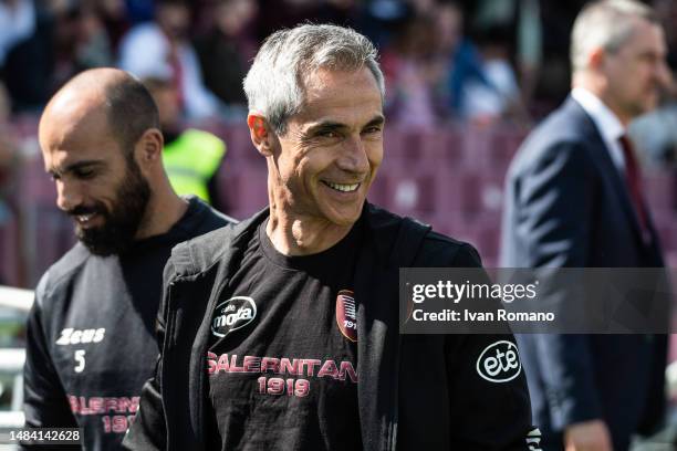 Paulo Sousa manager of US Salernitana during the Serie A match between Salernitana and US Sassuolo at Stadio Arechi on April 22, 2023 in Salerno,...