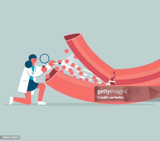 ilustraciones, imágenes clip art, dibujos animados e iconos de stock de lupa - vaso sanguíneo - hematología