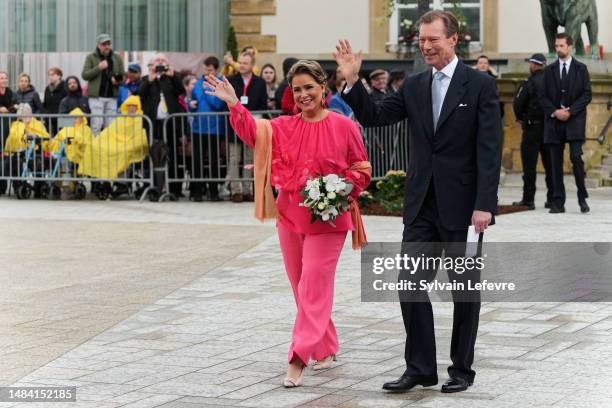 Grand Duchess Maria Teresa of Luxembourg and Grand Duke Henri of Luxembourg leave after the Civil Wedding Of Her Royal Highness Alexandra of...