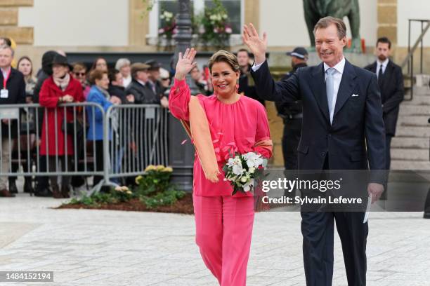 Grand Duchess Maria Teresa of Luxembourg and Grand Duke Henri of Luxembourg leave after the Civil Wedding Of Her Royal Highness Alexandra of...