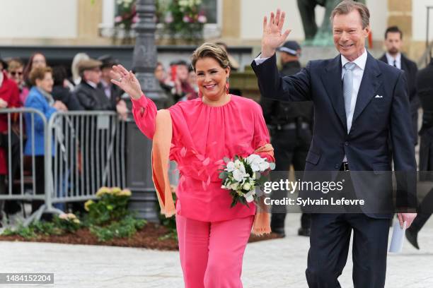 Grand Duchess Maria Teresa of Luxembourg and Grand Duke Henri of Luxembourg leave after the Civil Wedding Of Her Royal Highness Alexandra of...