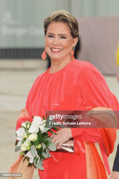 Grand Duchess Maria Teresa of Luxembourg leaves after the Civil Wedding Of Her Royal Highness Alexandra of Luxembourg & Nicolas Bagory At Luxembourg...