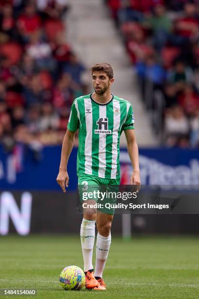 Edgar Gonzalez of Real Betis in action during the LaLiga Santander match between CA Osasuna and Real Betis at El Sadar Stadium on April 22, 2023 in...