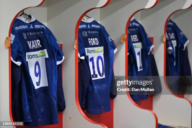 General view in the Sale Sharks changing room prior to the Gallagher Premiership Rugby match between Gloucester Rugby and Sale Sharks at Kingsholm...