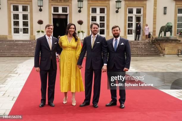 Prince Louis of Luxembourg, Princess Claire of Luxembourg, Prince Felix of Luxembourg and Prince Sebastien of Luxembourg arrive for the Civil Wedding...