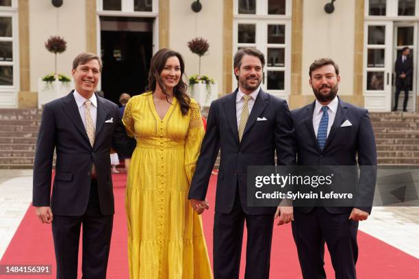 Prince Louis of Luxembourg, Princess Claire of Luxembourg, Prince Felix of Luxembourg and Prince Sebastien of Luxembourg arrive for the Civil Wedding...