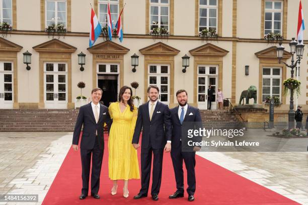 Prince Louis of Luxembourg, Princess Claire of Luxembourg, Prince Felix of Luxembourg and Prince Sebastien of Luxembourg arrive for the Civil Wedding...