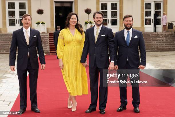 Prince Louis of Luxembourg, Princess Claire of Luxembourg, Prince Felix of Luxembourg and Prince Sebastien of Luxembourg arrive for the Civil Wedding...