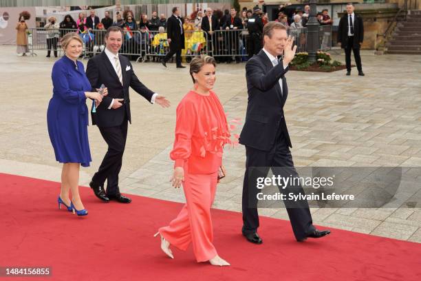 Princess Stephanie of Luxembourg and Prince Guillaume of Luxembourg, Grand Duchess Maria Teresa of Luxembourg, Grand Duke Henri of Luxembourg arrive...