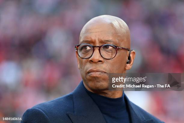 Ian Wright looks on prior to the FA Cup Semi Final match between Manchester City and Sheffield United at Wembley Stadium on April 22, 2023 in London,...