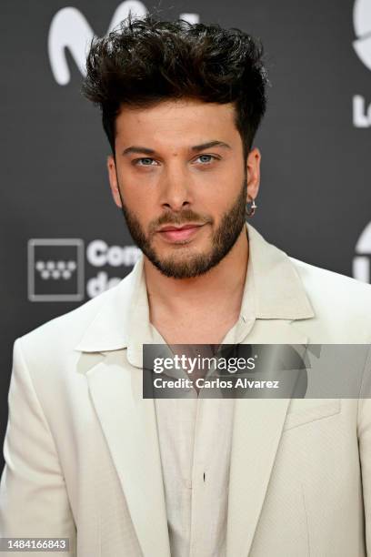 Singer Blas Canto attends the Platino Awards for Ibero-American Cinema 2023 at Palacio Municipal de Congresos-IFEMA Madrid on April 22, 2023 in...