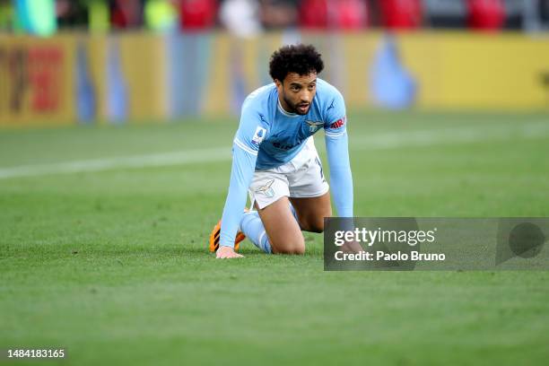 Felipe Anderson of SS Lazio shows his dejection during the Serie A match between SS Lazio and Torino FC at Stadio Olimpico on April 22, 2023 in Rome,...