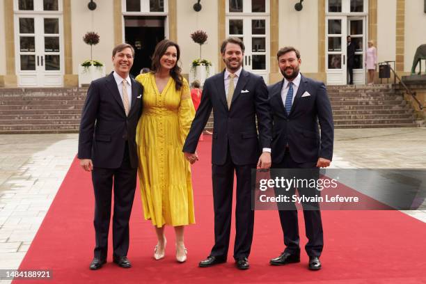 Prince Louis of Luxembourg, Princess Claire of Luxembourg, Prince Felix of Luxembourg and Prince Sebastien of Luxembourg arrive for the Civil Wedding...