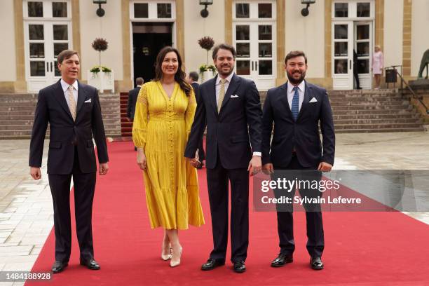 Prince Louis of Luxembourg, Princess Claire of Luxembourg, Prince Felix of Luxembourg and Prince Sebastien of Luxembourg arrive for the Civil Wedding...