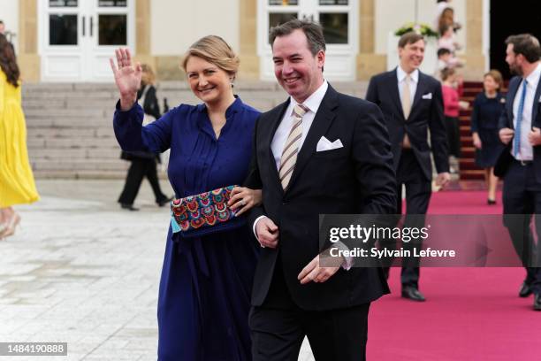 Princess Stephanie of Luxembourg and Prince Guillaume of Luxembourg attend the Civil Wedding Of Her Royal Highness Alexandra of Luxembourg & Nicolas...