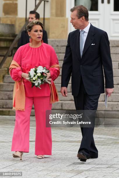 Grand Duchess Maria Teresa of Luxembourg, Grand Duke Henri of Luxembourg attend the Civil Wedding Of Her Royal Highness Alexandra of Luxembourg &...