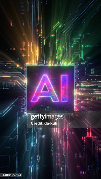 artificial intelligence processor unit. powerful quantum ai component on pcb motherboard with data transfers. - big data stock pictures, royalty-free photos & images